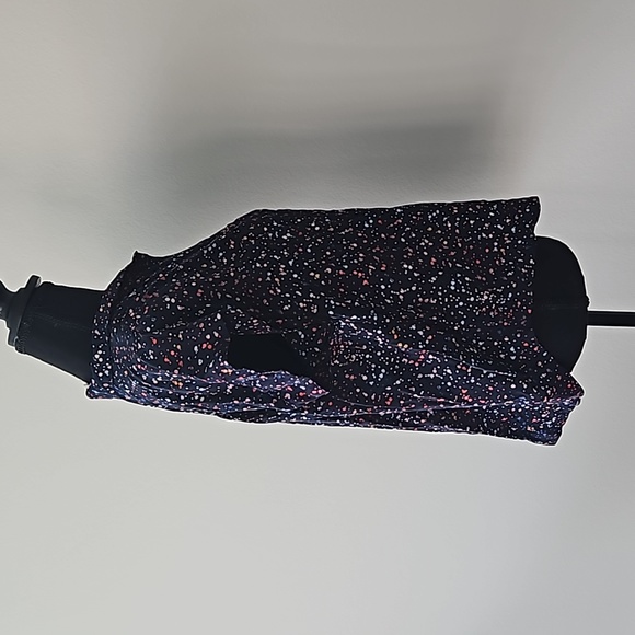 Anthropologie MAEVE Navy Confetti Print Cap Sleeve V-Neck Button-Down | W Medium - Picture 6 of 8